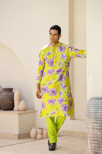 Garden Men - Green Printed Kurta Set