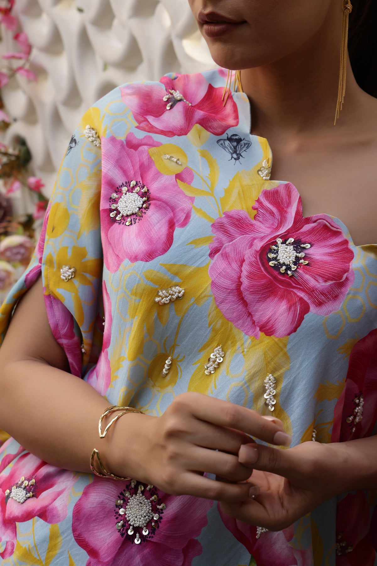 Ankita Raghav in Garden- Mint Printed Off-Shoulder with Sharara - Set of 2