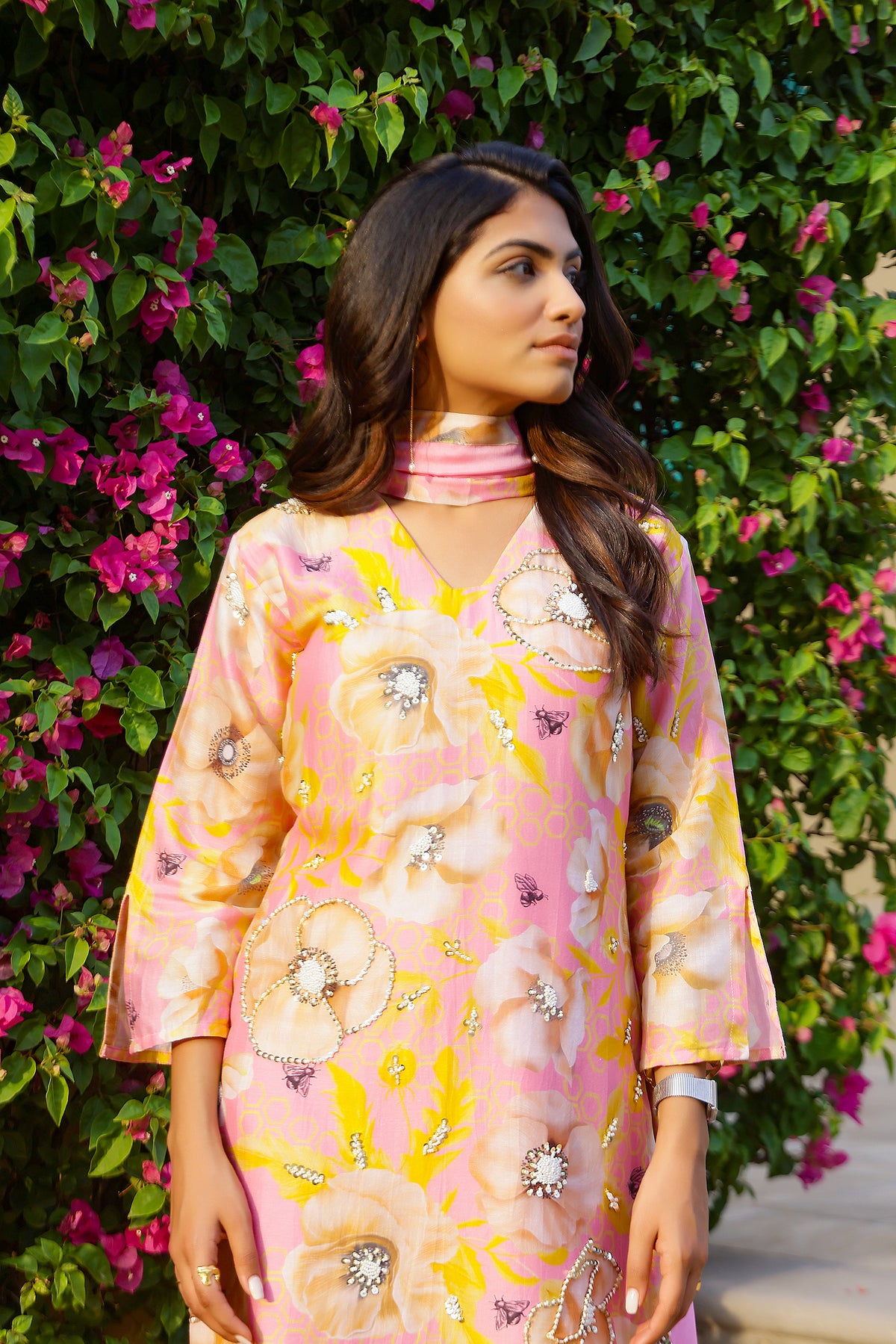 Mehak Jain in Garden- Pink Printed Short Kurta Set of 2