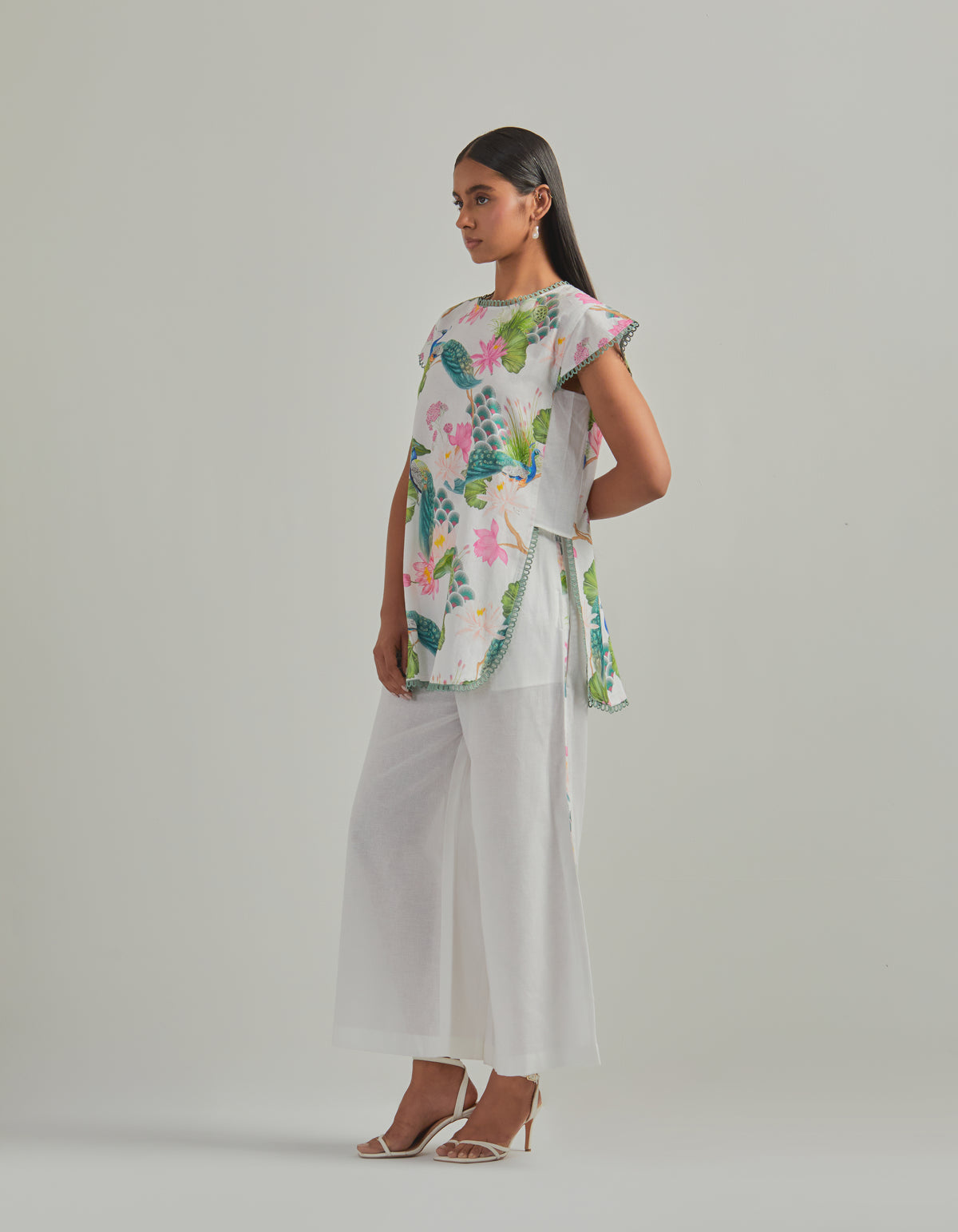 Bhado 3.0- White Cap Sleeves Co-Ord- Set of 2