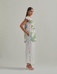 Bhado 3.0- White Cap Sleeves Co-Ord- Set of 2