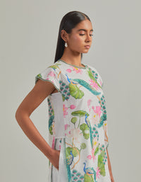 Bhado 3.0- White Cap Sleeves Co-Ord- Set of 2