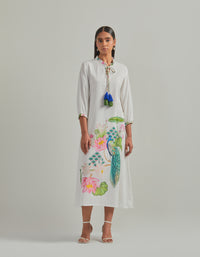 Bhado 3.0- White Placement Print Maxi Dress