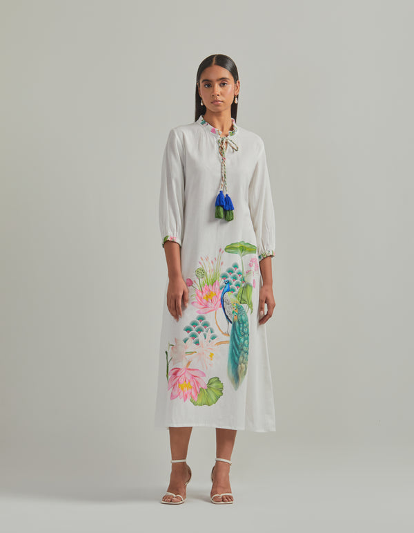 Bhado 3.0- White Placement Print Maxi Dress