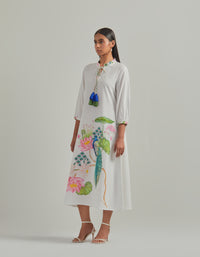 Bhado 3.0- White Placement Print Maxi Dress