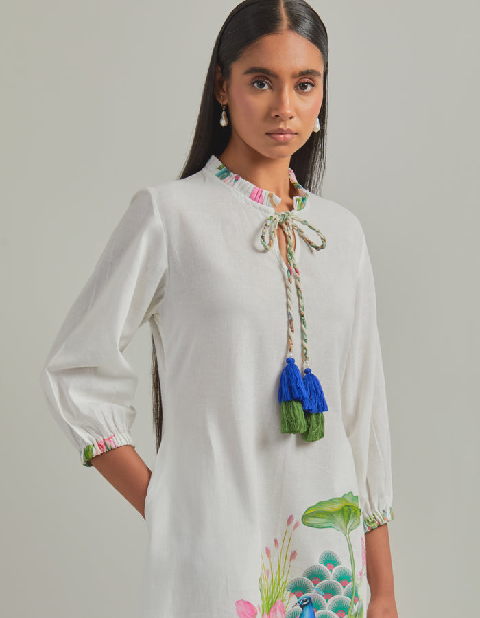 Bhado 3.0- White Placement Print Maxi Dress