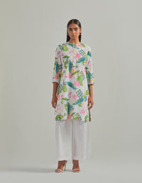Bhado 3.0- White Printed Short Kurta Set