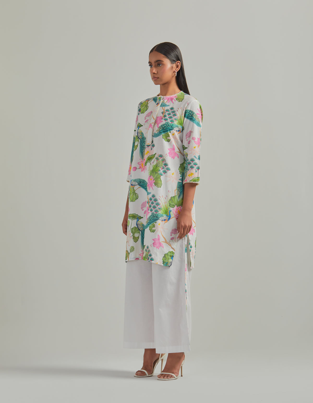 Bhado 3.0- White Printed Short Kurta Set