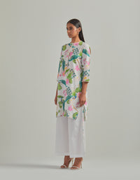 Bhado 3.0- White Printed Short Kurta Set