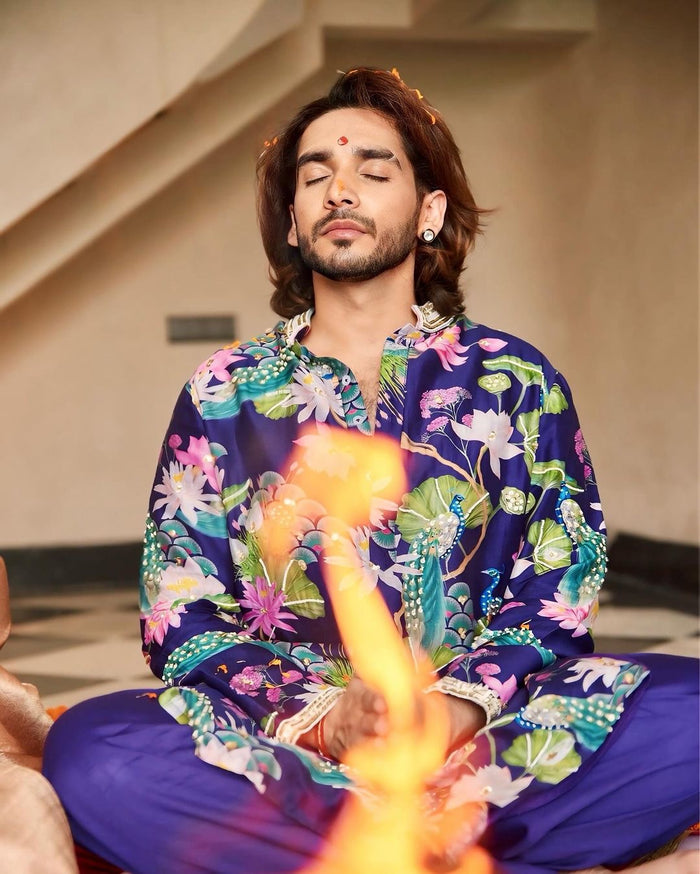 Bhādõ- Purple Embroidered Kurta Set