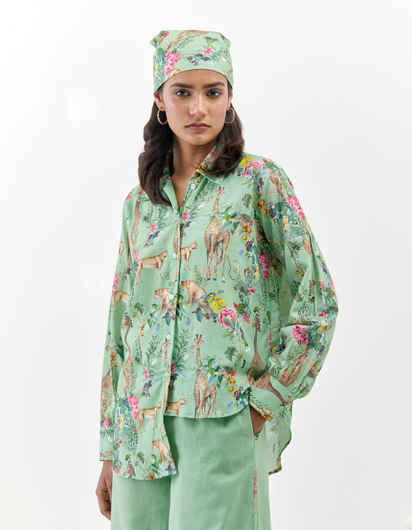 Masai - Green Asymmetric Safari Co-Ord - Set of 2