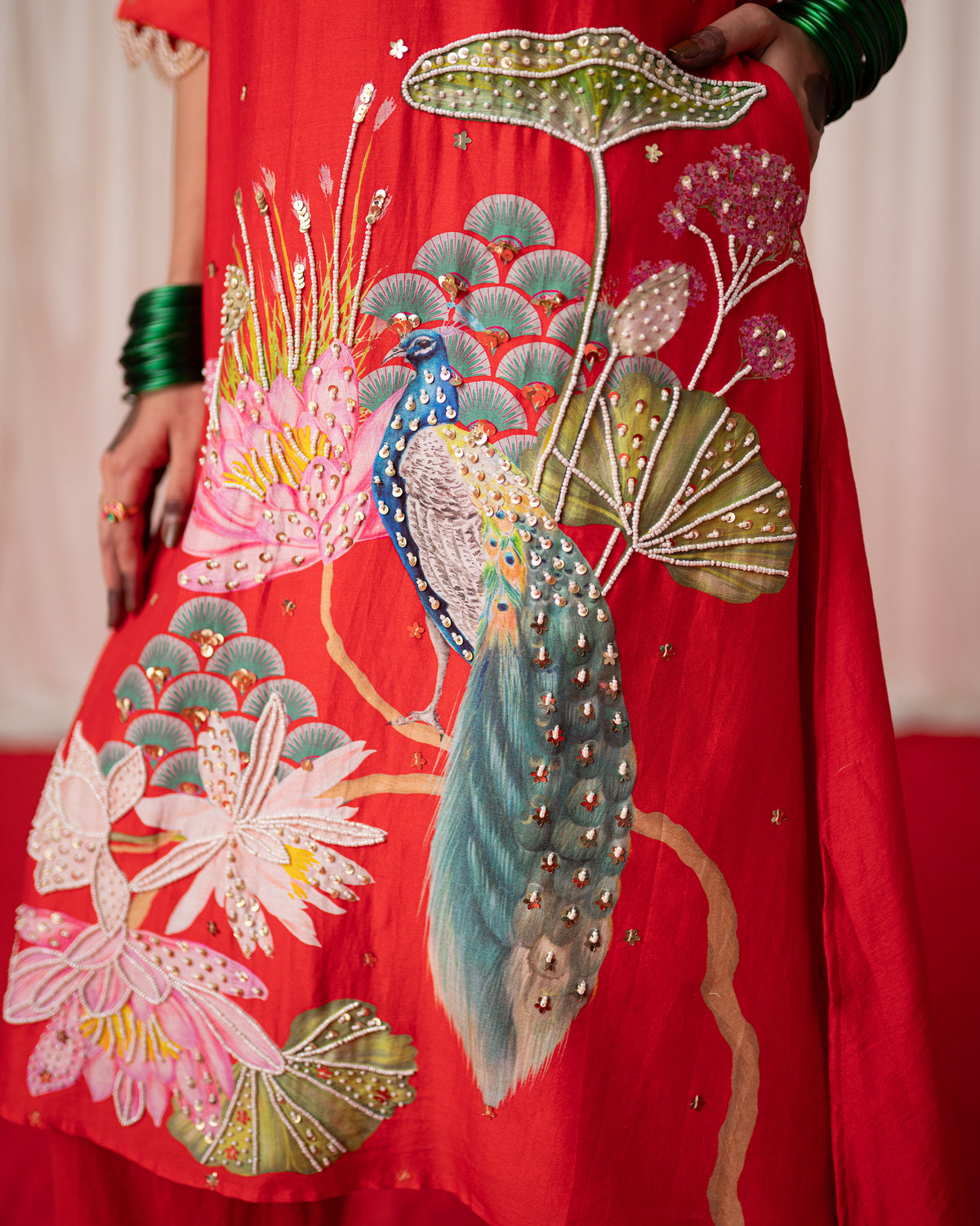 Bhādõ 2.0- Red Printed Oversize Kurta- Set of 2