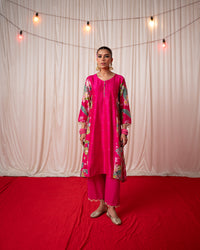 Bhādõ 2.0- Rani Pink Printed Panel Kurta - Set of 3