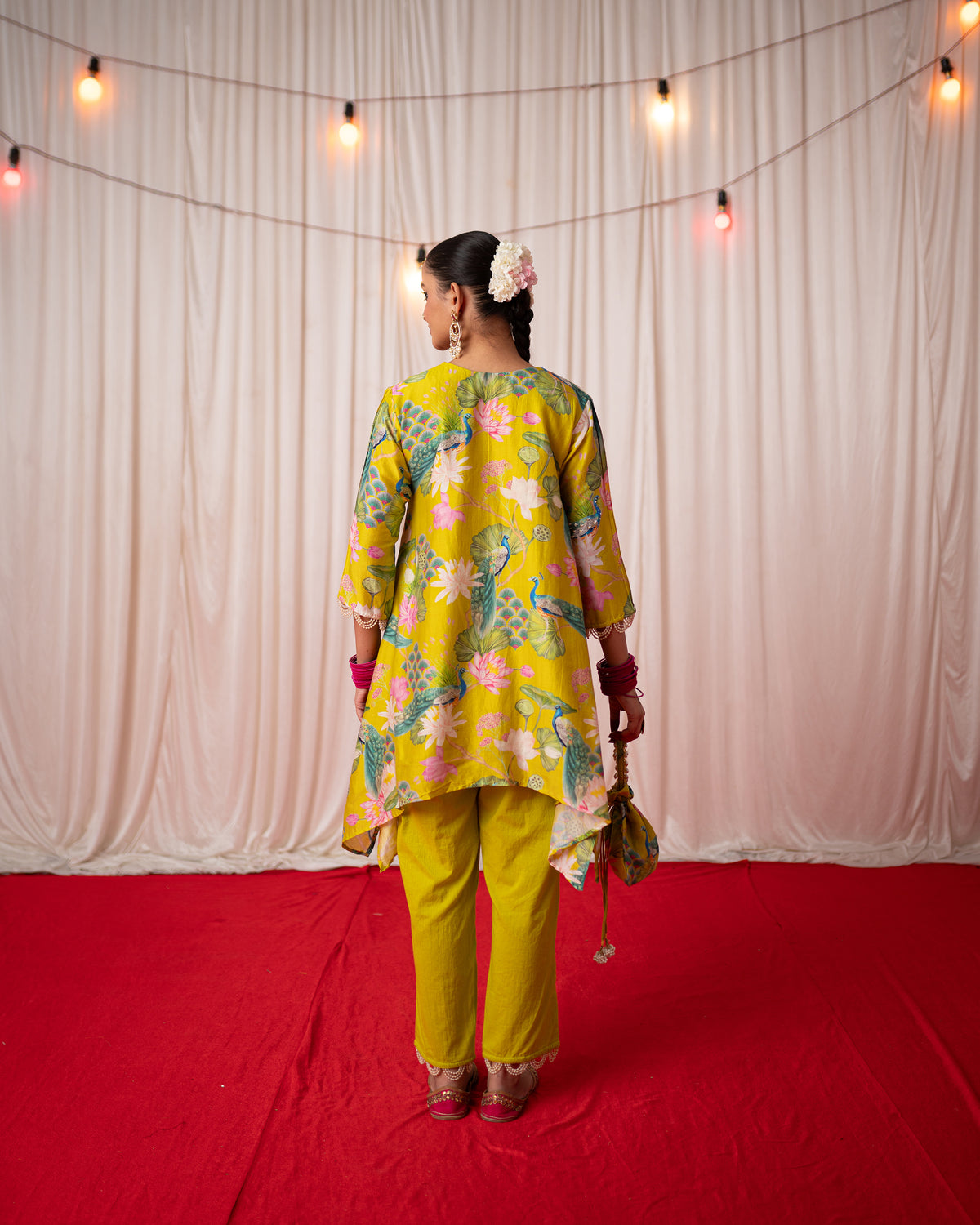 Bhādõ 2.0 - Lime Green Printed Short Kurta Set