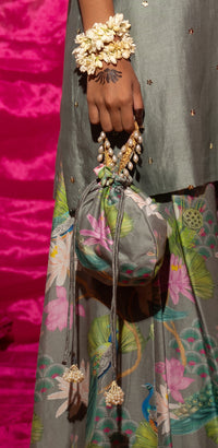 Bhādõ- Grey Printed A-Line Kurta- Set of 3