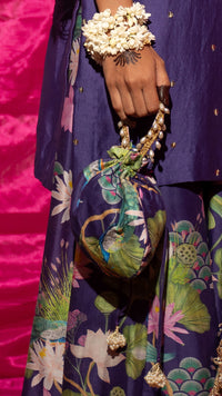 Debasree in Bhādõ- Purple Printed A-Line Kurta- Set of 3