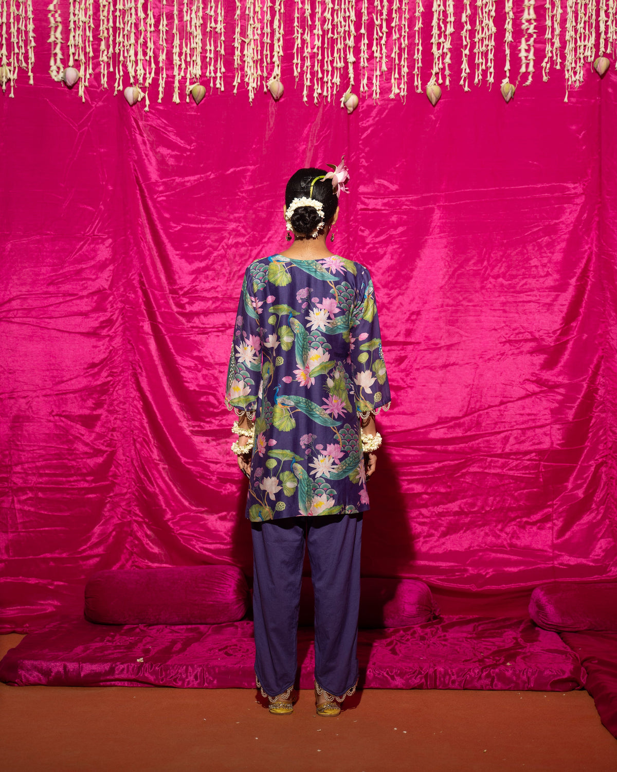 Dhriti Mehra in Bhādõ- Purple Printed Short Kurta Set