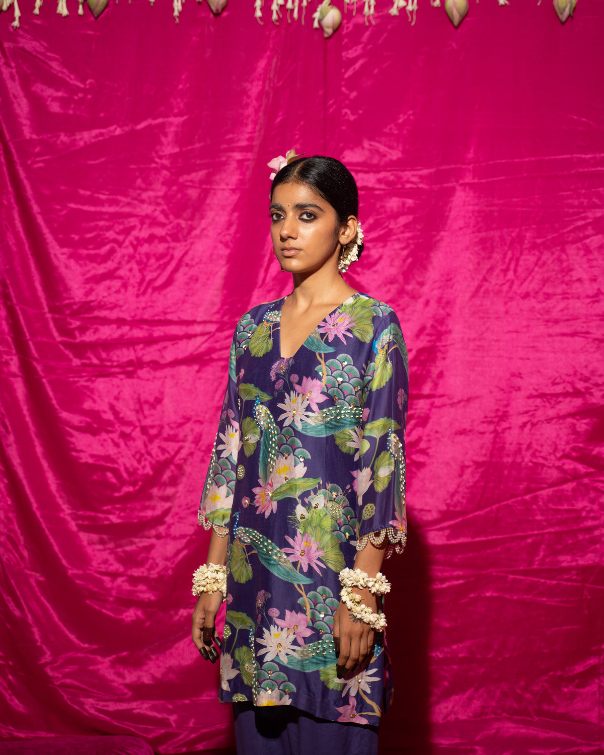 Bhādõ- Purple Printed Short Kurta Set