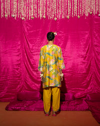 Bhādõ- Yellow Printed Short Kurta Set