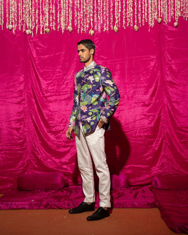 Bhādõ- Purple Bandhgala Set