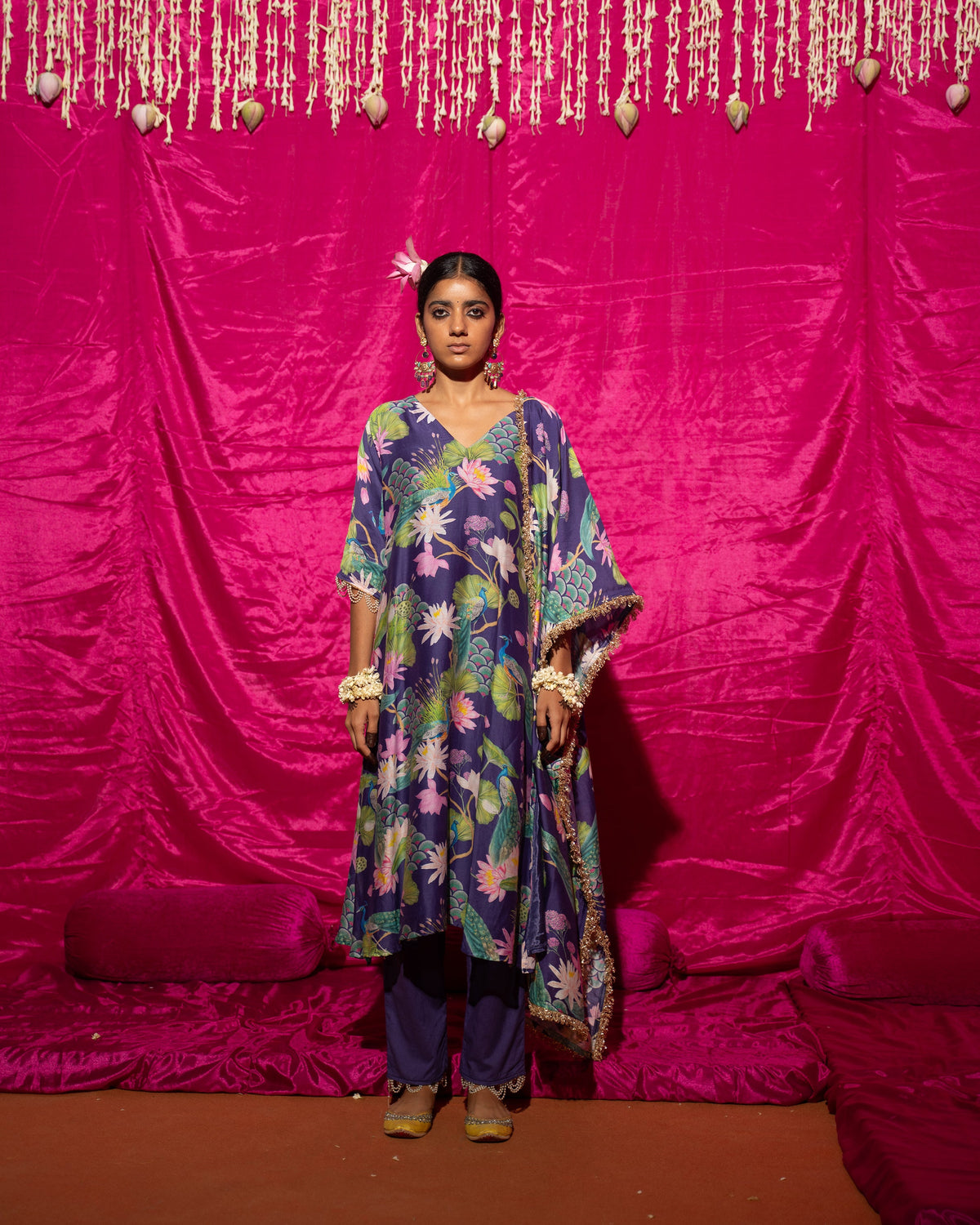 Dhriti Mehra in Bhādõ- Purple Printed Short Kurta Set