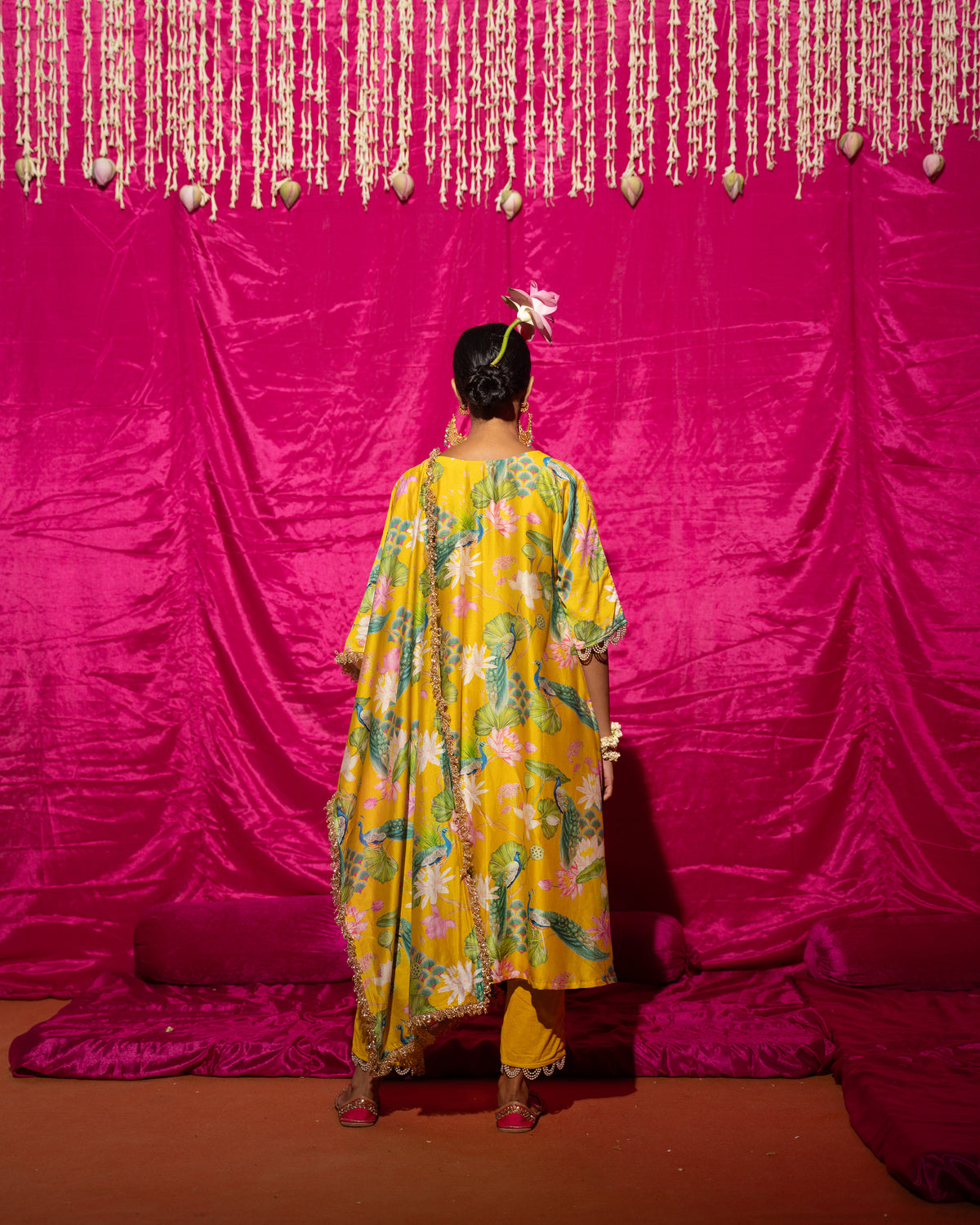 Bhādõ- Yellow Printed Kurta- Set of 3