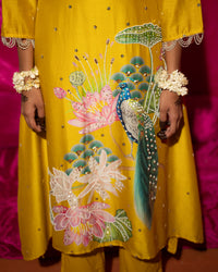 Bhādõ- Yellow Printed A-Line Kurta- Set of 3