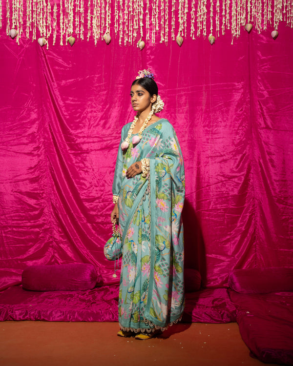 Bhādõ- Mint Printed Saree