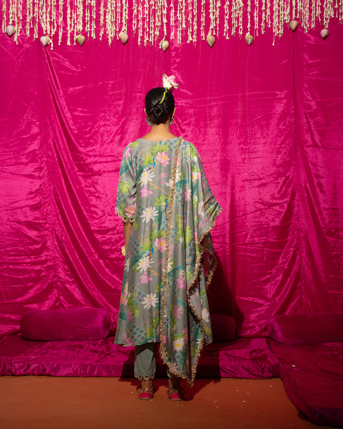 Bhādõ- Grey Printed Kurta- Set of 3