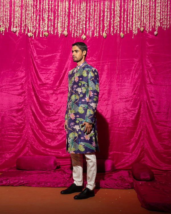 Bhādõ- Purple Sherwani Set