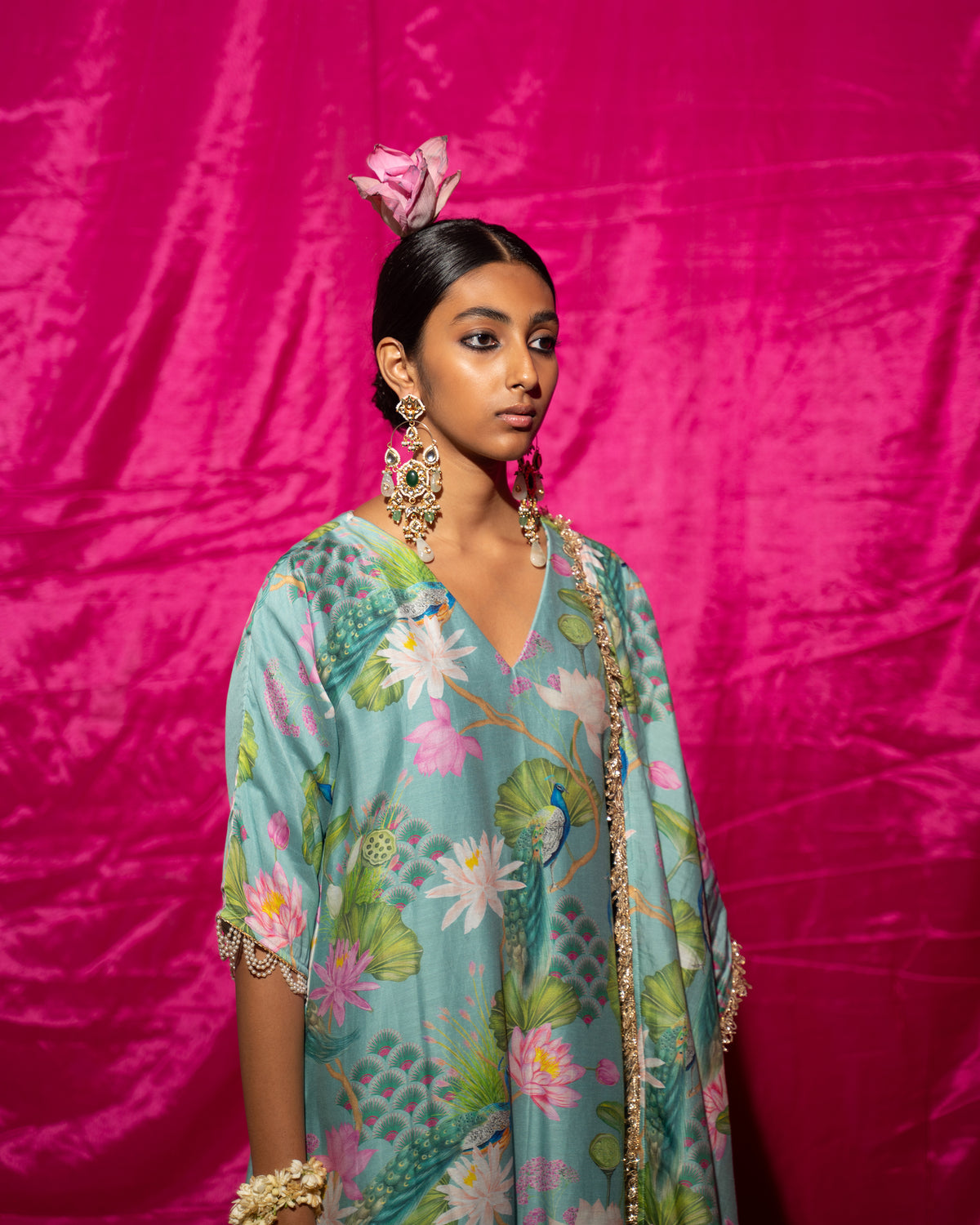 Bhādõ- Mint Printed Kurta- Set of 3