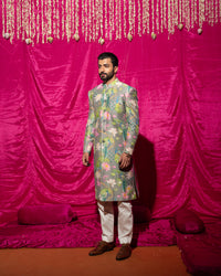 Bhādõ- Grey Sherwani Set