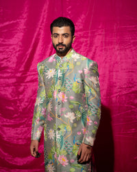 Bhādõ- Grey Sherwani Set