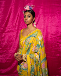 Bhādõ- Yellow Printed Saree