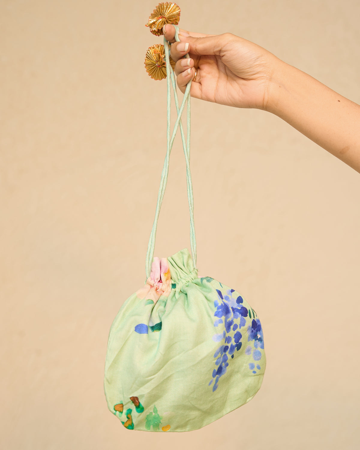 Tropical- Mint Printed Potli Bag