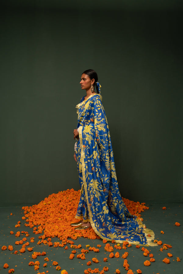 Masakali- Blue Printed Saree