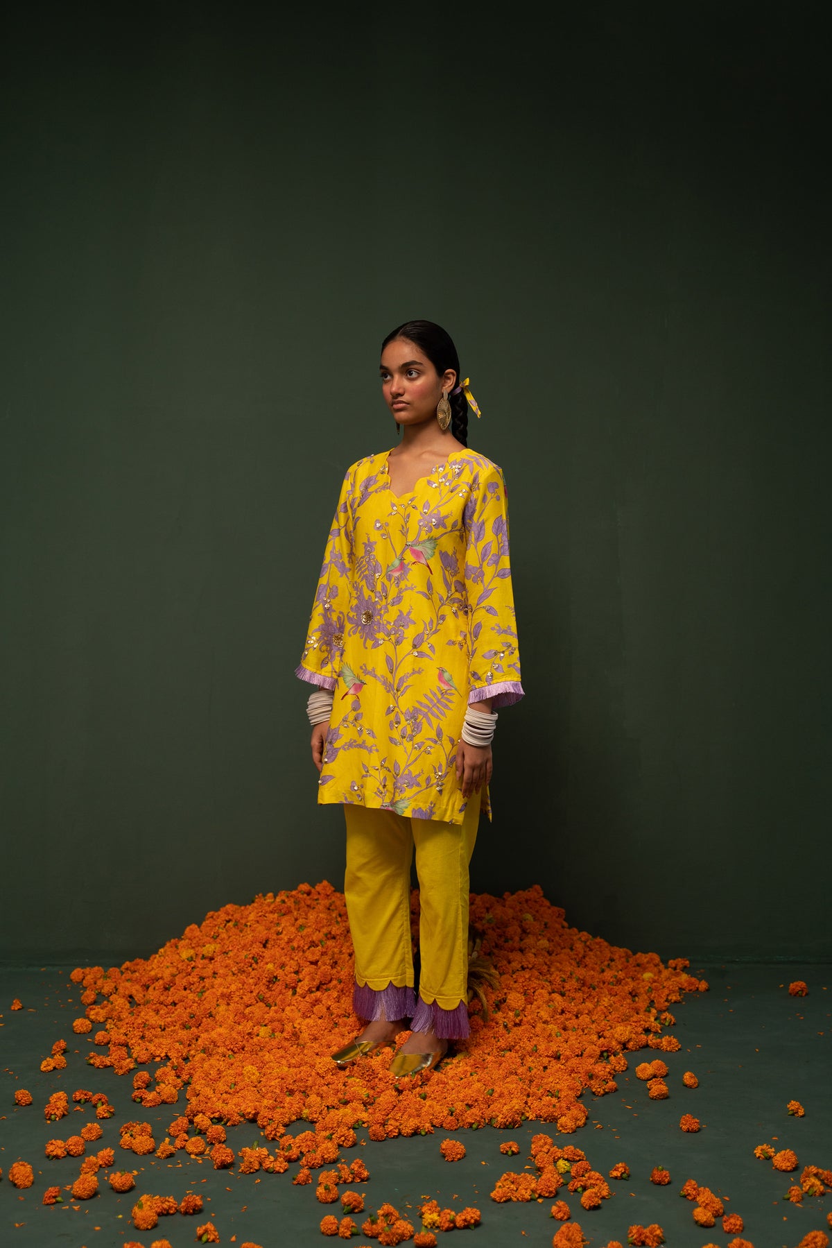 Masakali- Yellow Short Kurta  - Set of 2