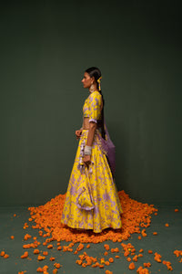Masakali- Yellow Printed Lehenga - Set of 3