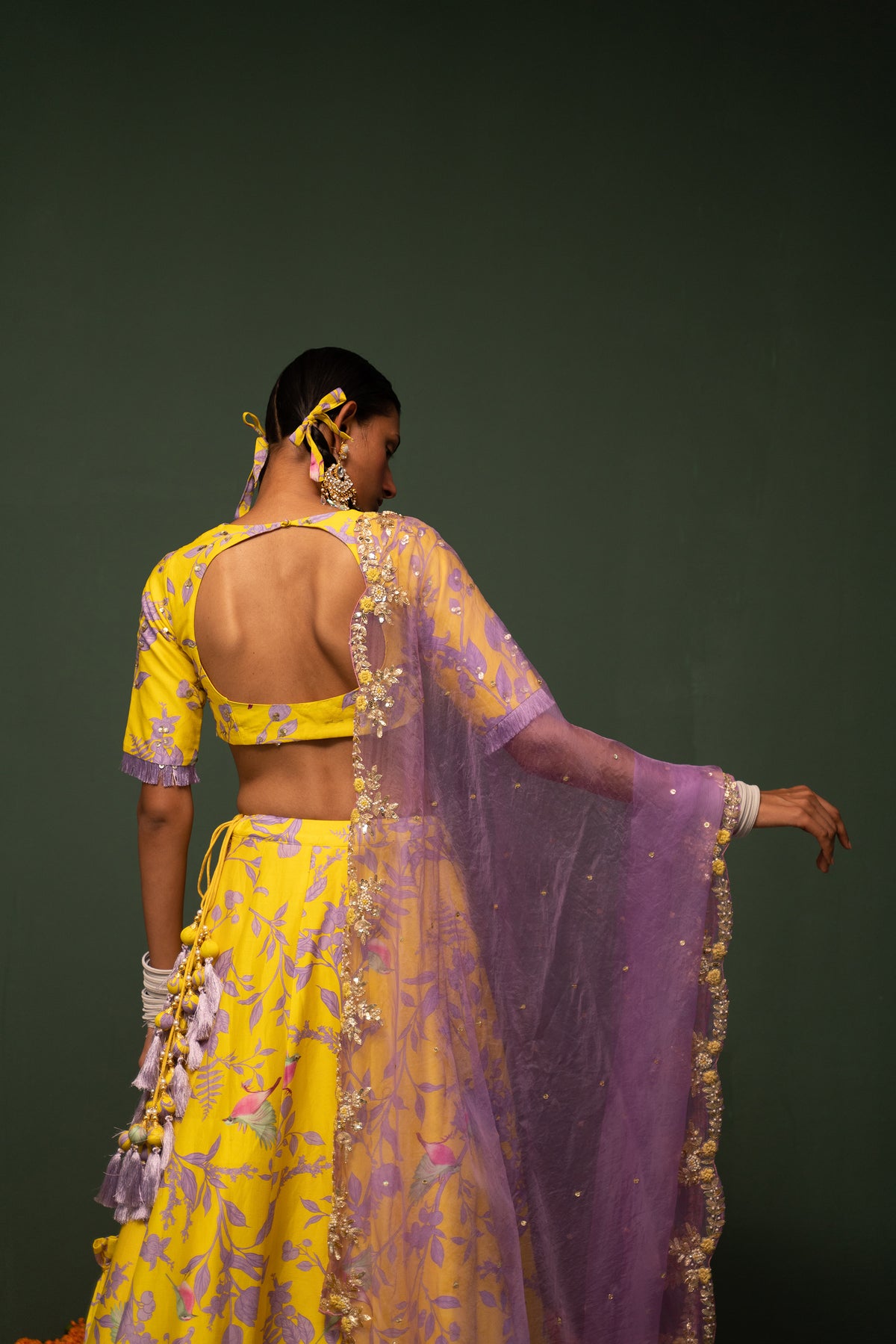 Masakali- Yellow Printed Lehenga - Set of 3