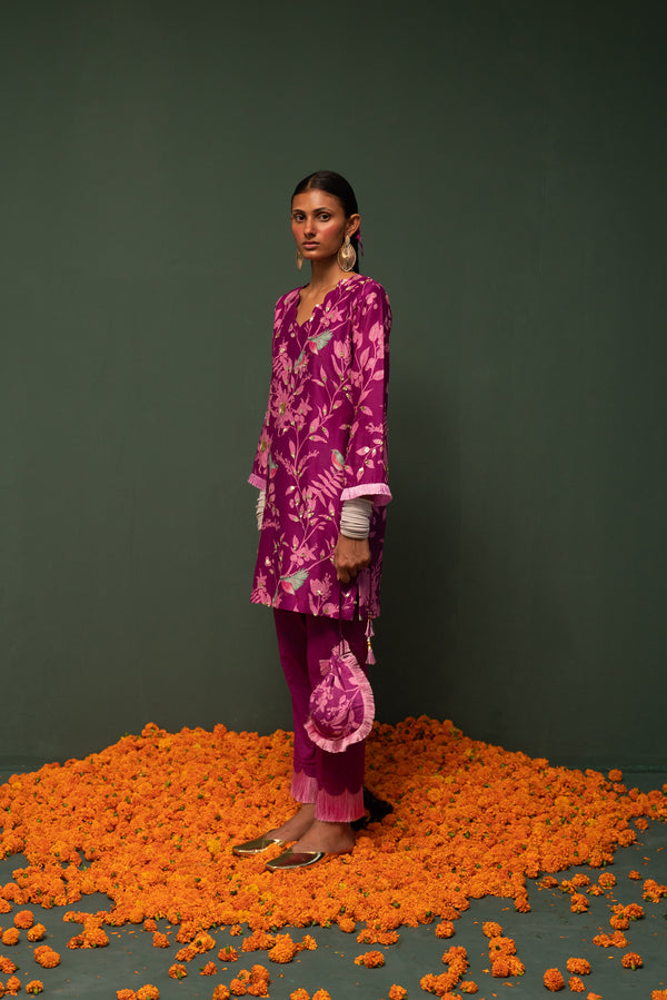 Masakali- Magenta Short Kurta  - Set of 2