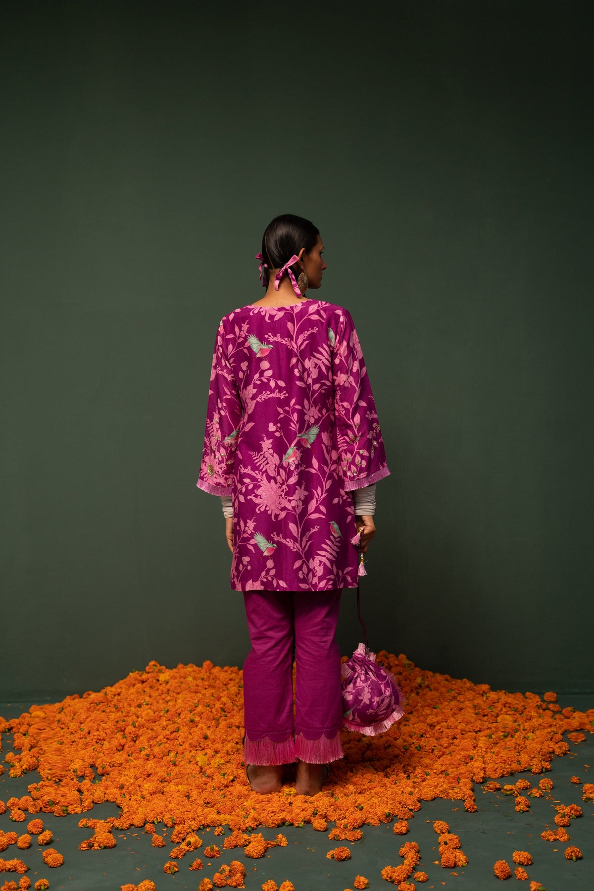 Himanshi Goel (Bees and Baubles) in Masakali- Magenta Short Kurta  - Set of 2