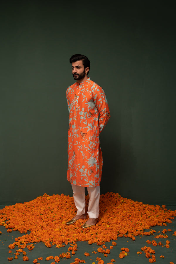 Masakali - Orange Printed Kurta - Set of 2