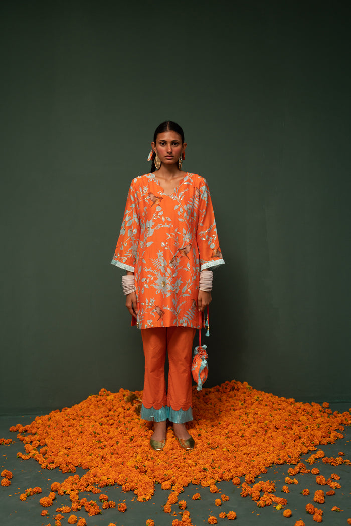 Masakali- Orange Short Kurta  - Set of 2