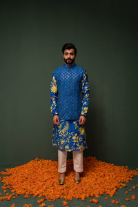 Masakali - Blue Embroidered Nehru Jacket - Set of 3