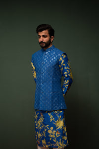 Masakali - Blue Embroidered Nehru Jacket - Set of 3
