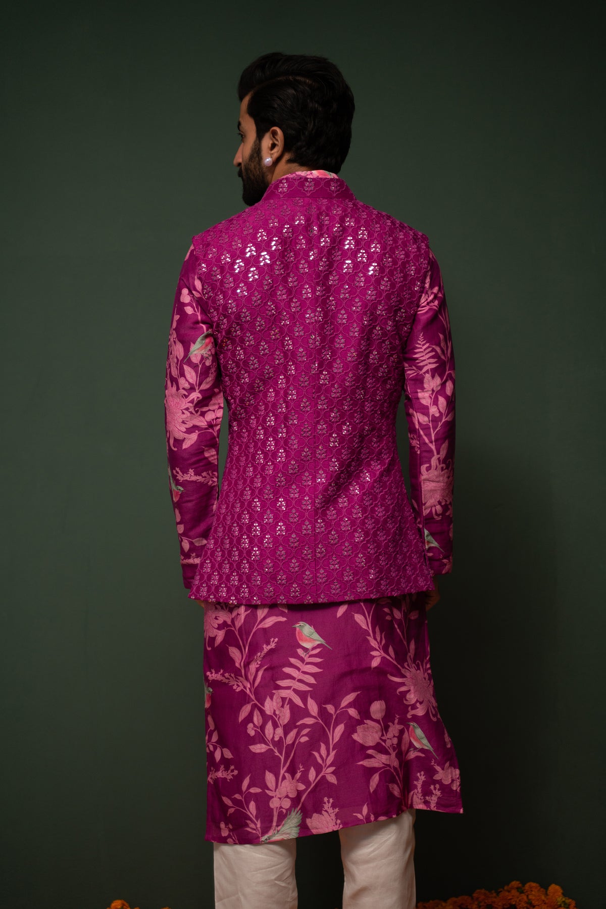 Masakali - Magenta Embroidered Nehru Jacket - Set of 3