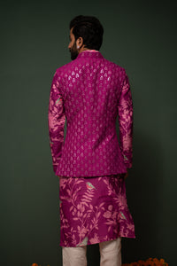 Masakali - Magenta Embroidered Nehru Jacket - Set of 3