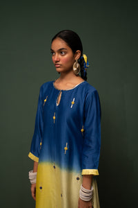 Masakali- Blue Ombre Assymetric Kurta  - Set of 3