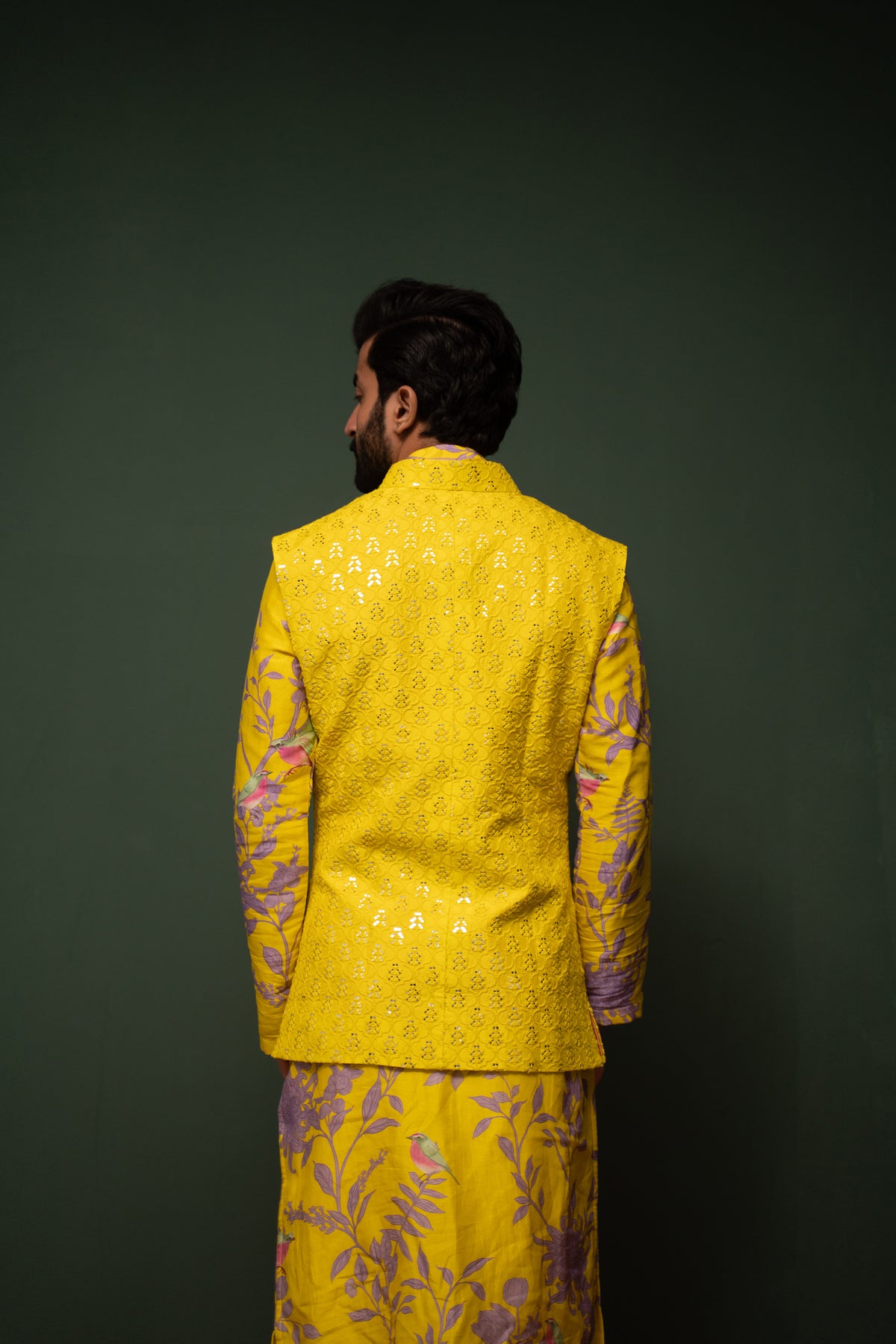Masakali - Yellow Embroidered Nehru Jacket - Set of 3