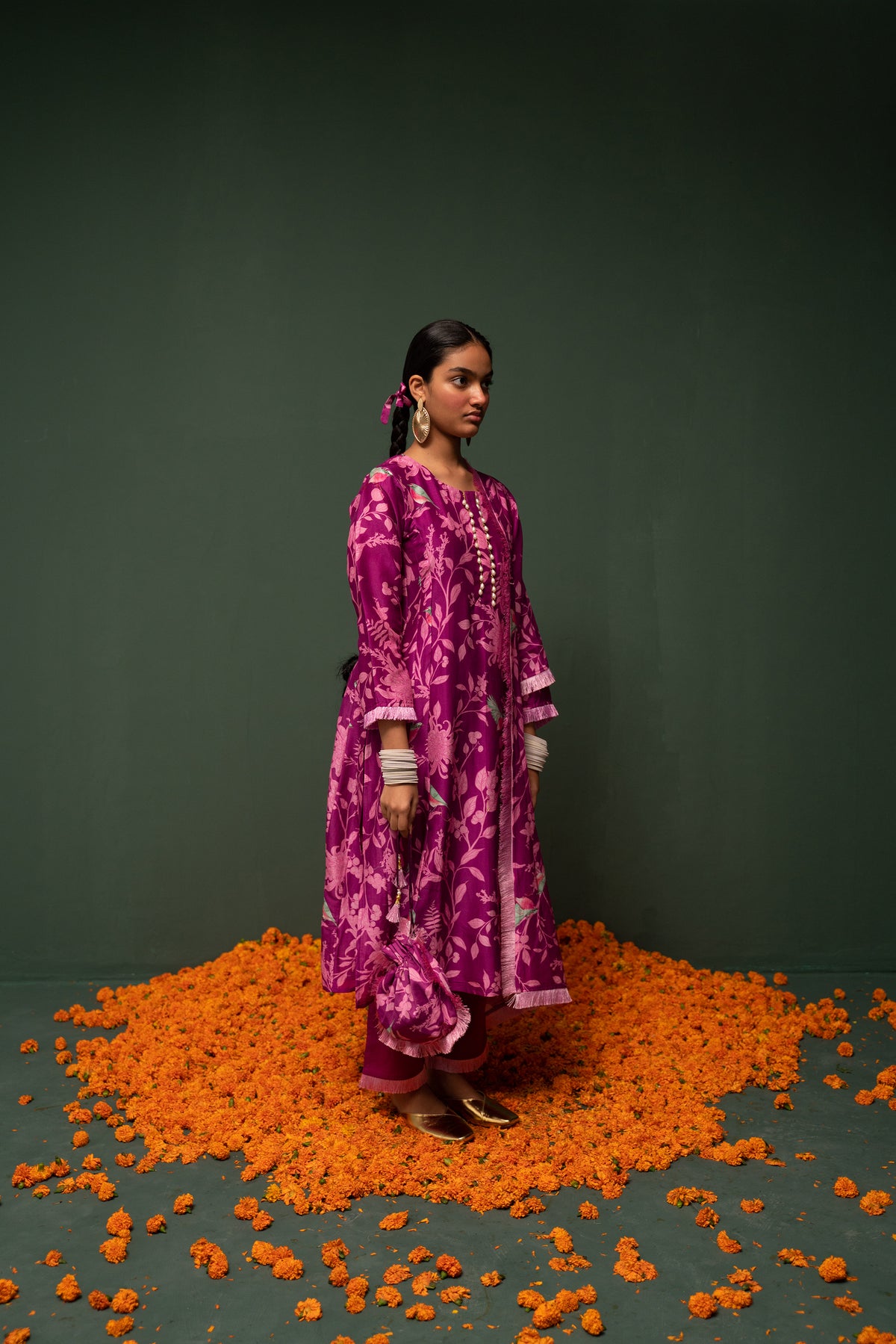 Masakali- Magenta Printed Kurta  - Set of 3